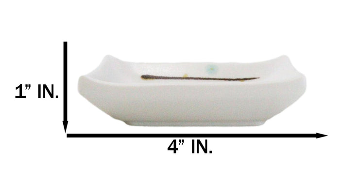 Ebros Gift Pack Of 6 Rectangular Yukino Hana Snowflakes Melamine Condiment Sauce Dishes