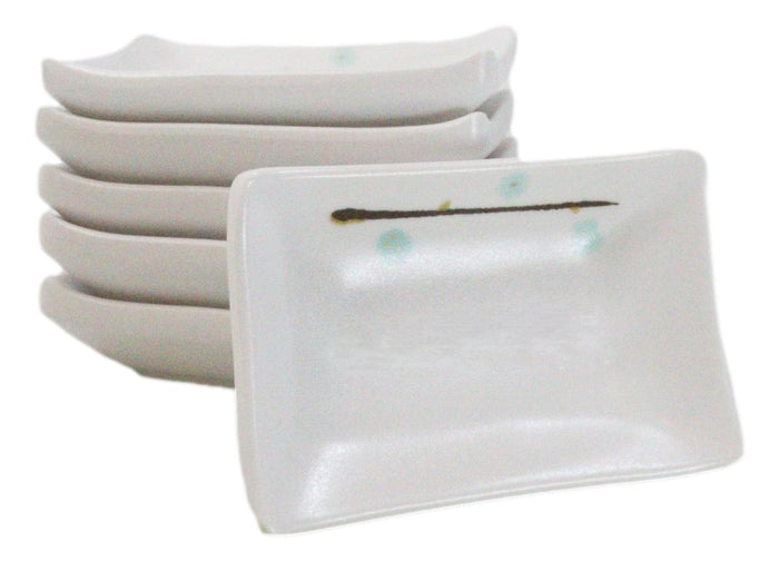 ebros gift Pack Of 6 Rectangular Yukino Hana Snowflakes Melamine Condiment Sauce Dishes