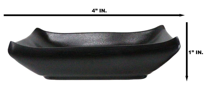 Ebros Gift Pack Of 6 Ridged Matte Black Melamine Rectangular Condiment Sauce Dish 2oz