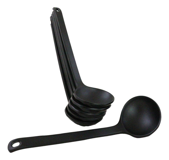 ebros gift Pack Of 6 Ridged Matte Black Melamine Stirring Mixing Serving Ladle Spoons