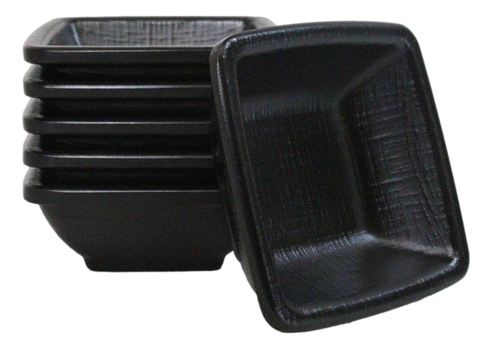 Ebros Gift Pack Of 6 Square Black Silk Melamine Condiments Sauce Dipping Bowl Or Dishes