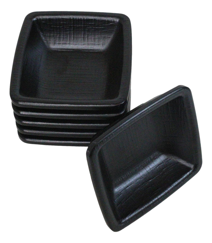 Ebros Gift Pack Of 6 Square Black Silk Melamine Condiments Sauce Dipping Bowl Or Dishes