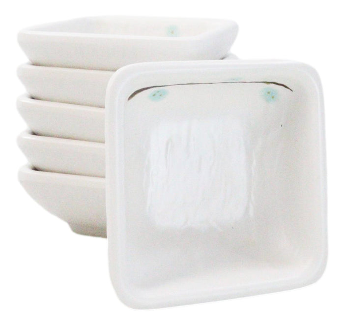 ebros gift Pack Of 6 Square Yukino Hana Snowflakes Melamine Condiments Dipping Sauce Dishes