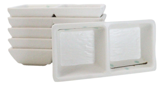 ebros gift Pack Of 6 Yukino Hana Snowflakes Melamine 2 Partition Condiments Sauce Dishes