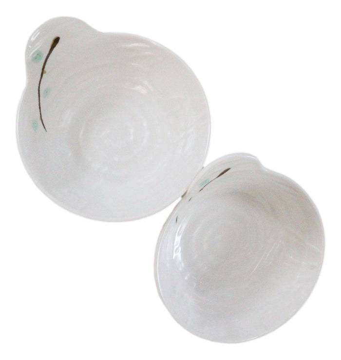 Ebros Gift Pack Of 6 Yukino Hana Snowflakes Melamine Shallow Bowls With Handle 7oz