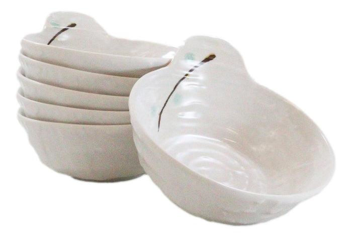 ebros gift Pack Of 6 Yukino Hana Snowflakes Melamine Shallow Bowls With Handle 7oz