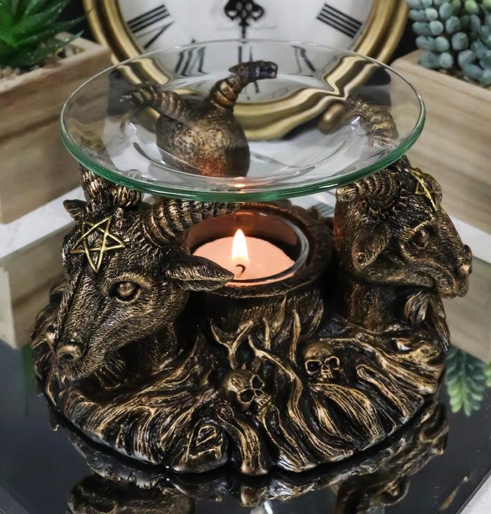 ebros gift Pagan Occult Baphomet Sabbatic Goat Skull Demon Candle Oil Tart Scent Burner