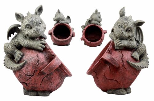 ebros gift Pair Of Naughty Climbing Dragon Baby Planter Pot Home Patio Garden Statue 13"H
