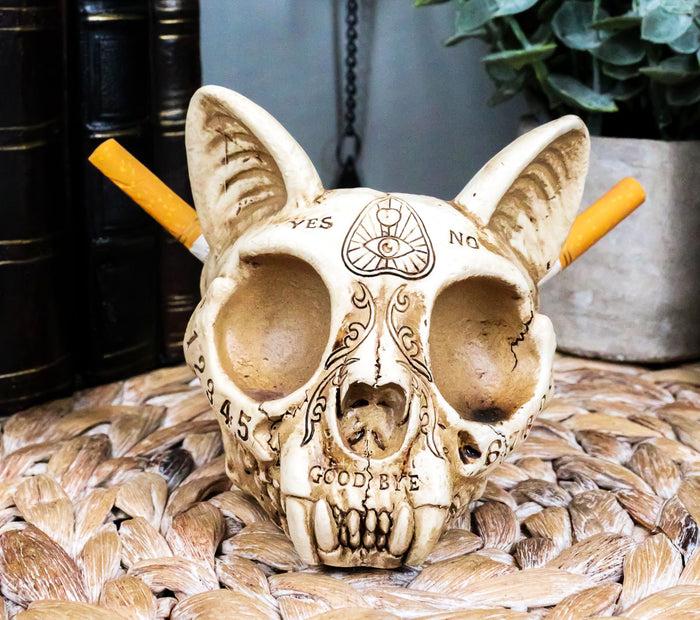 ebros gift Paranormal Ouija Spirit Medium Cat Skull Ashtray Figurine Supernatural Occultist
