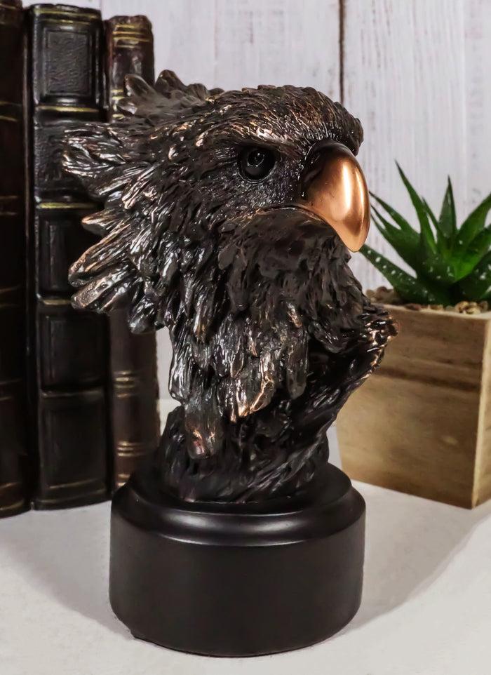 ebros gift Patriotic American Bald Eagle Bust Bronze Electroplated Resin Figurine With Base