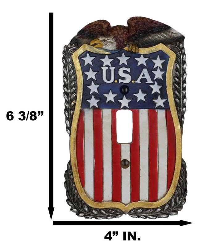 Ebros Gift Patriotic American Bald Eagle On USA Flag Wall Single Toggle Switch Plates Set