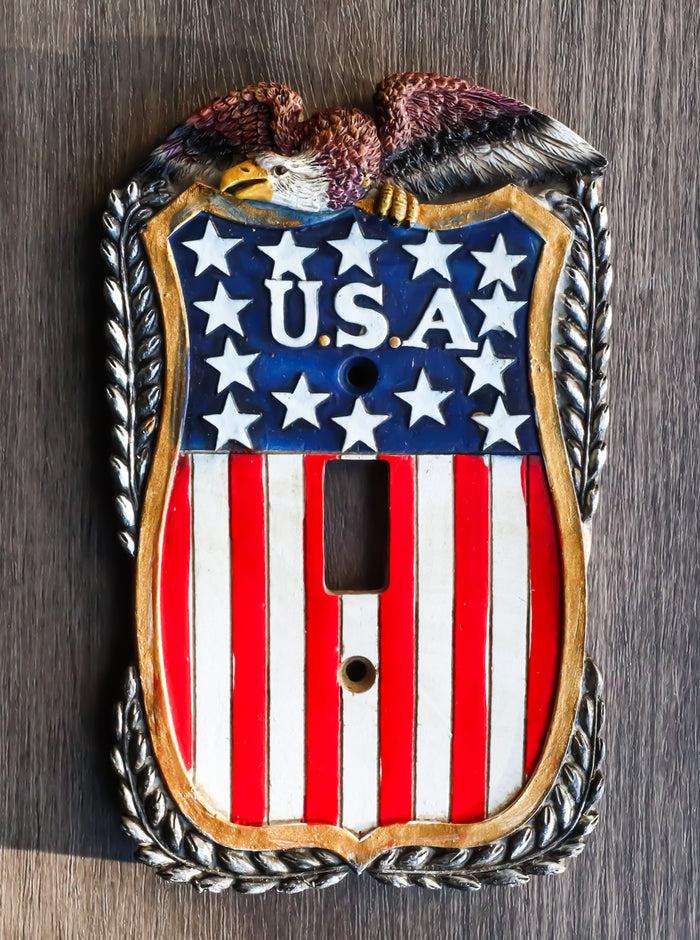 ebros gift Patriotic American Bald Eagle On USA Flag Wall Single Toggle Switch Plates Set