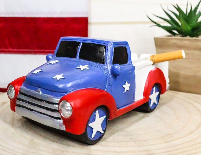 ebros gift Patriotic American Flag Rustic Vintage Pickup Truck Cigarette Ashtray Figurine