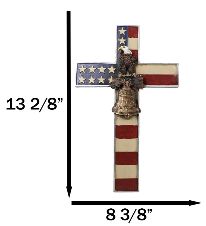 Ebros Gift Patriotic American Flag Star Spangled Banner With Liberty Bell Eagle Wall Cross