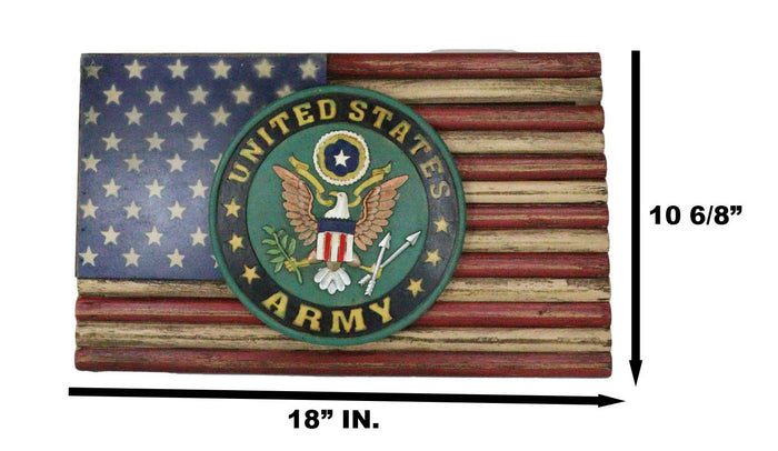 Ebros Gift Patriotic American Flag United States Army Eagle Seal Wooden Wall Decor Plaque