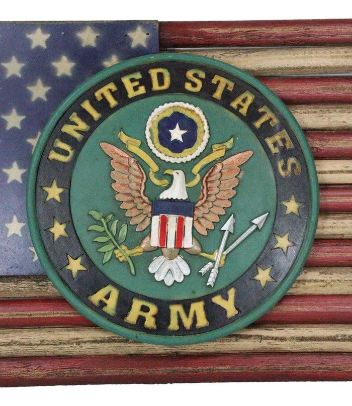Ebros Gift Patriotic American Flag United States Army Eagle Seal Wooden Wall Decor Plaque
