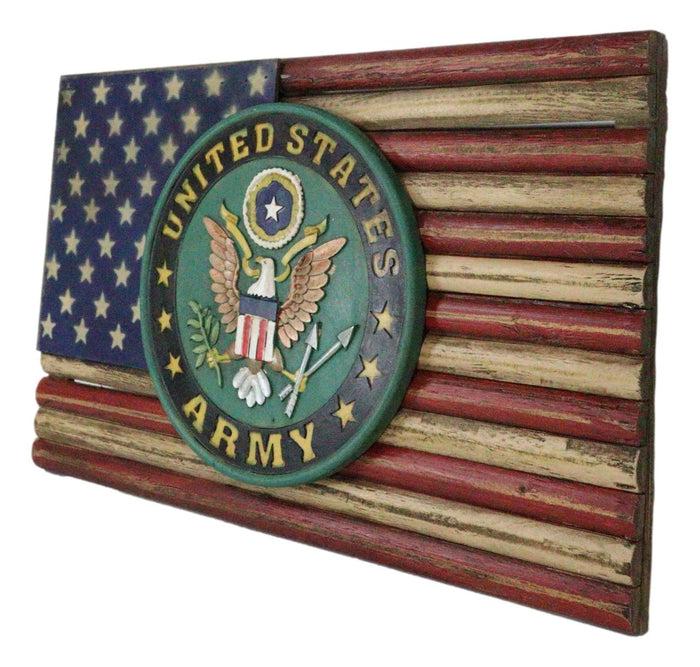 Ebros Gift Patriotic American Flag United States Army Eagle Seal Wooden Wall Decor Plaque