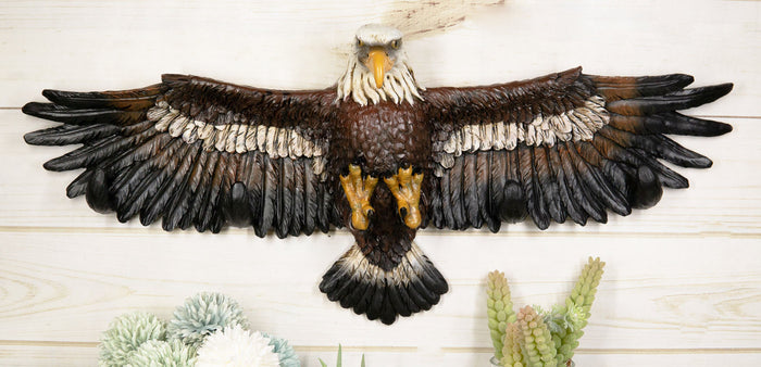 ebros gift Patriotic American Majestic Bald Eagle With Open Wings Wall Decor Plaque 23"L