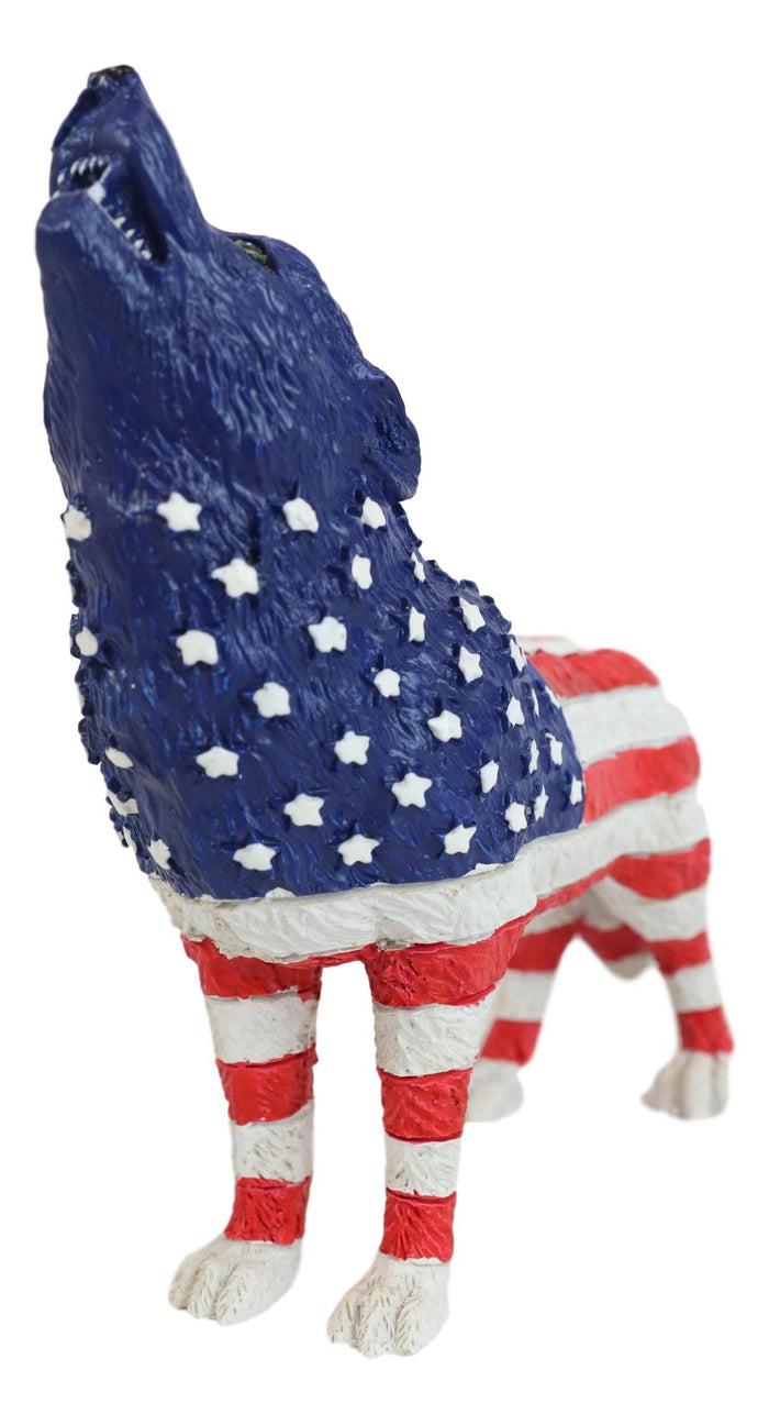 Ebros Gift Patriotic American US Flag Native Tribal Howling Wolf Spirit Figurine Collection