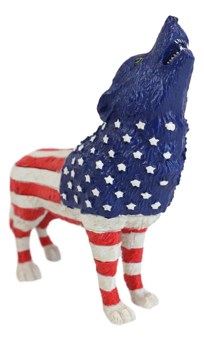 Ebros Gift Patriotic American US Flag Native Tribal Howling Wolf Spirit Figurine Collection