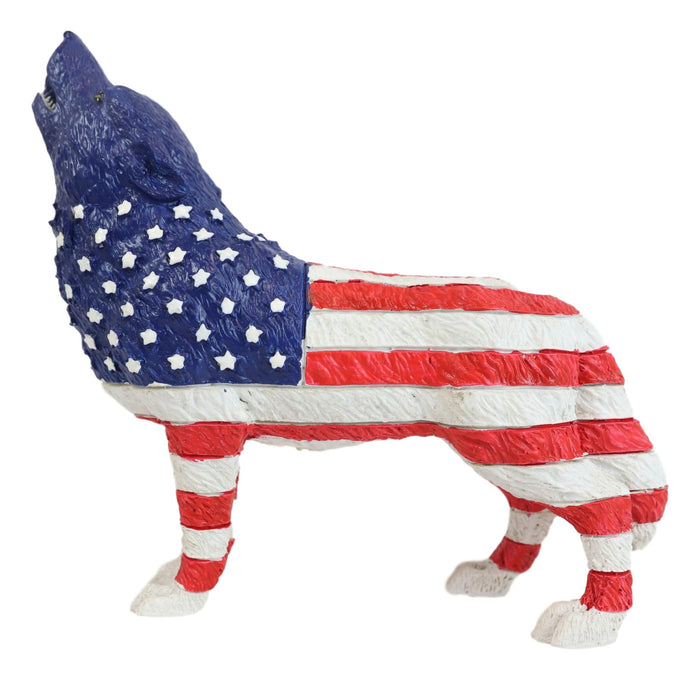 Ebros Gift Patriotic American US Flag Native Tribal Howling Wolf Spirit Figurine Collection