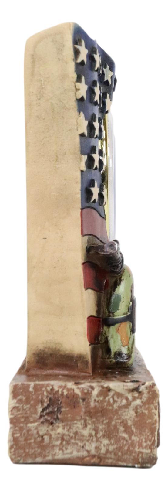 Ebros Gift Patriotic American Veteran Fallen Soldier USA Flag Rifle Helmet Table Clock