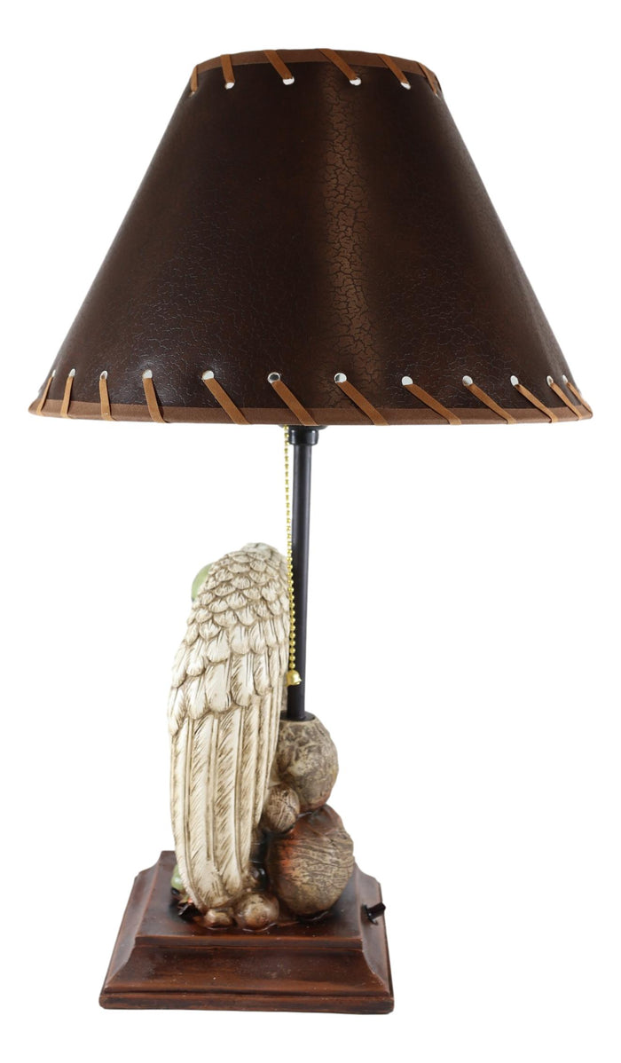 Ebros Gift Patriotic Angel Winged Helmet Rifle Boots And Succulents Memorial Table Lamp