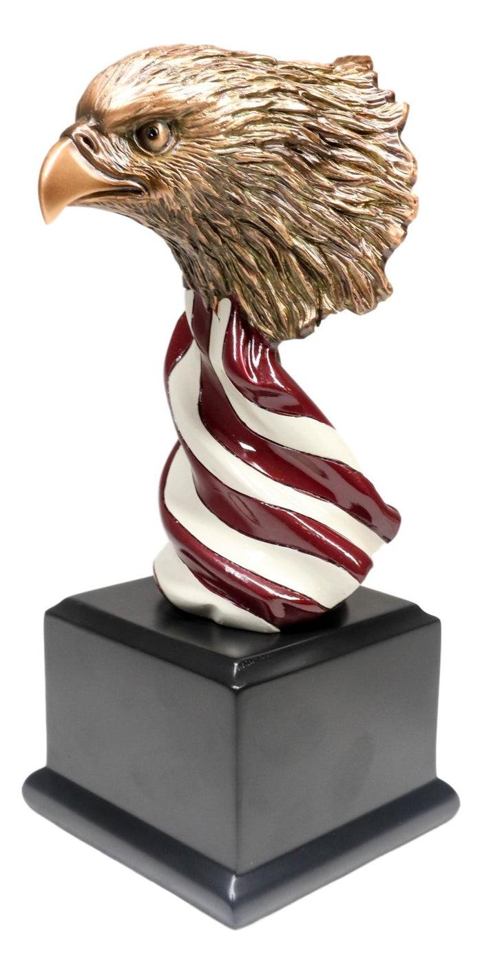 Ebros Gift Patriotic Bald Eagle On USA Star Spangled Banner Flag Bust Electroplated Statue