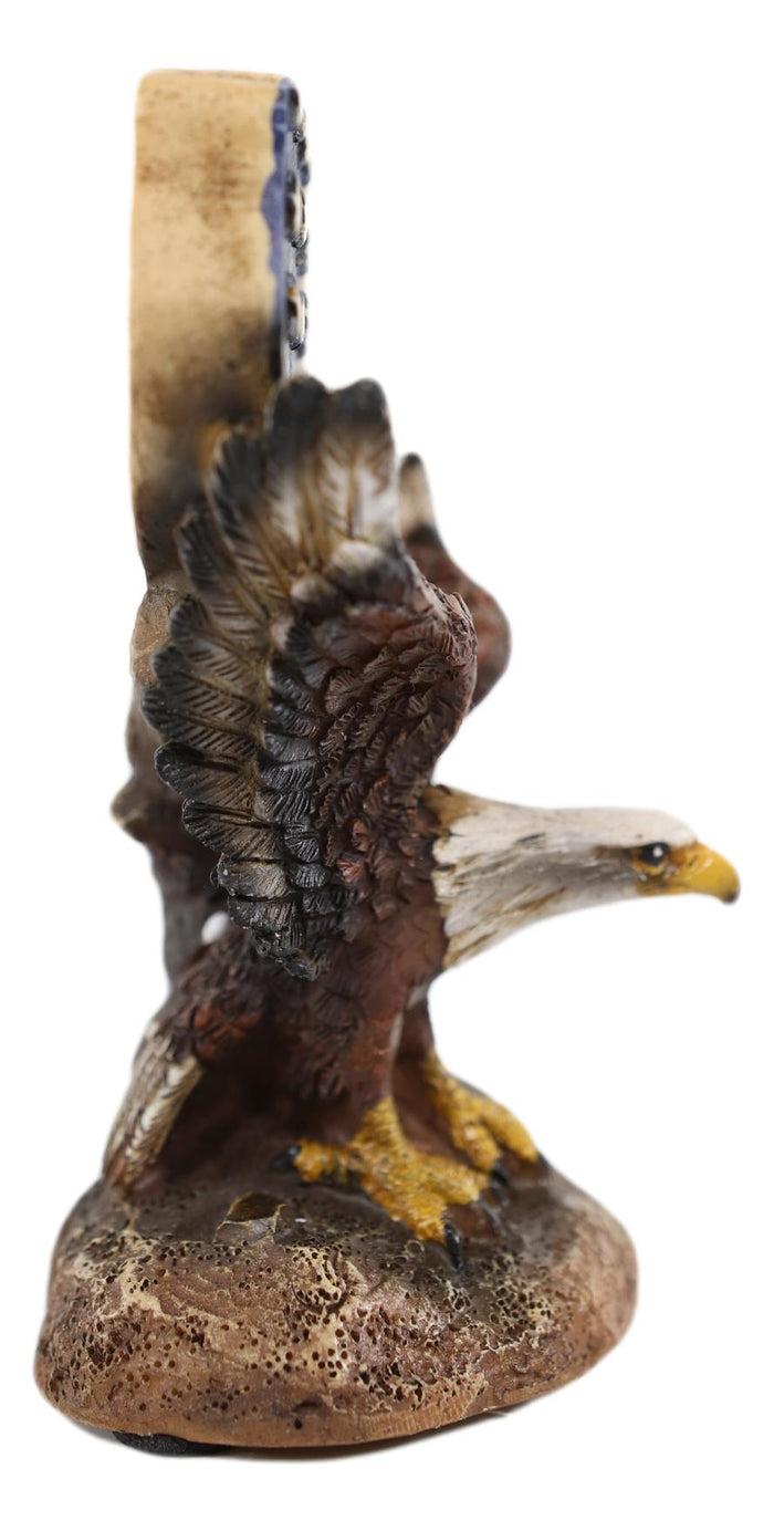Ebros Gift Patriotic Bald Eagle Soaring By American Map Cutout In USA Flag Colors Figurine