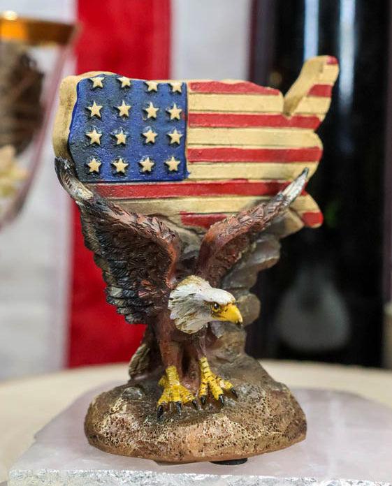 ebros gift Patriotic Bald Eagle Soaring By American Map Cutout In USA Flag Colors Figurine