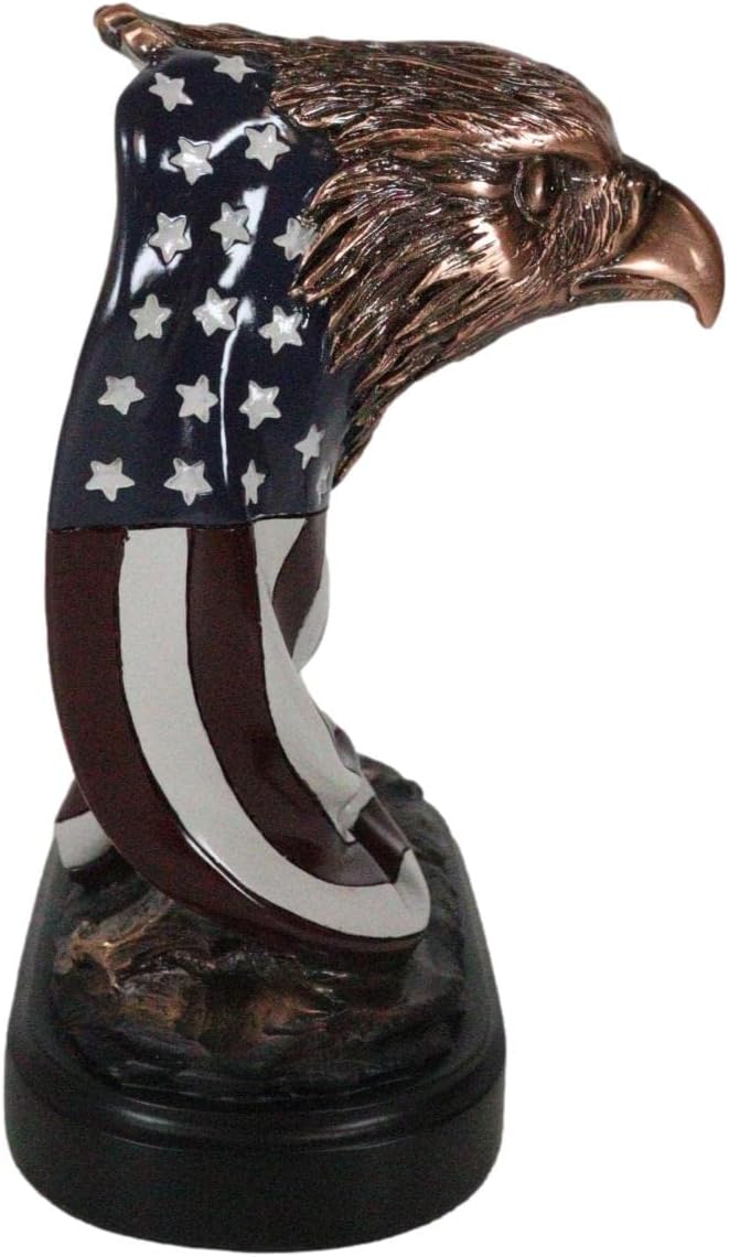 Ebros Gift Patriotic Bald Eagle With American Flag Beveled Engravable Glass Frame 6"x4"