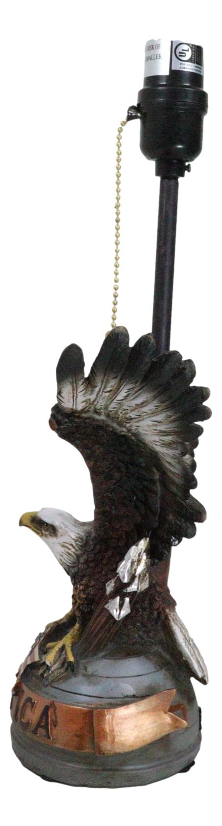 Ebros Gift Patriotic Bald Eagle With American Flag Star Memorial Table Lamp Sculpture