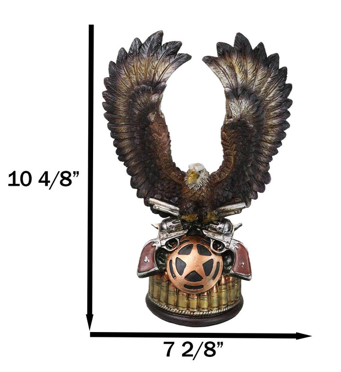 Ebros Gift Patriotic Eagle With Open Wings On 2 Pistols Western Star And Bullets Figurine
