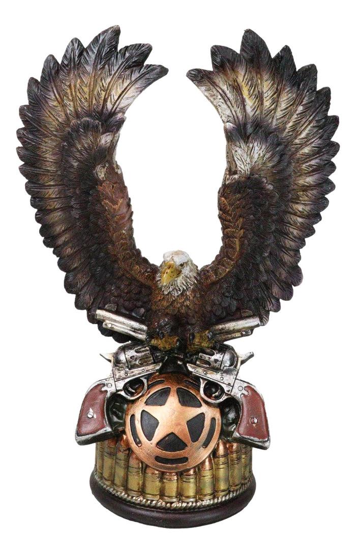 ebros gift Patriotic Eagle With Open Wings On 2 Pistols Western Star and Bullets Figurine