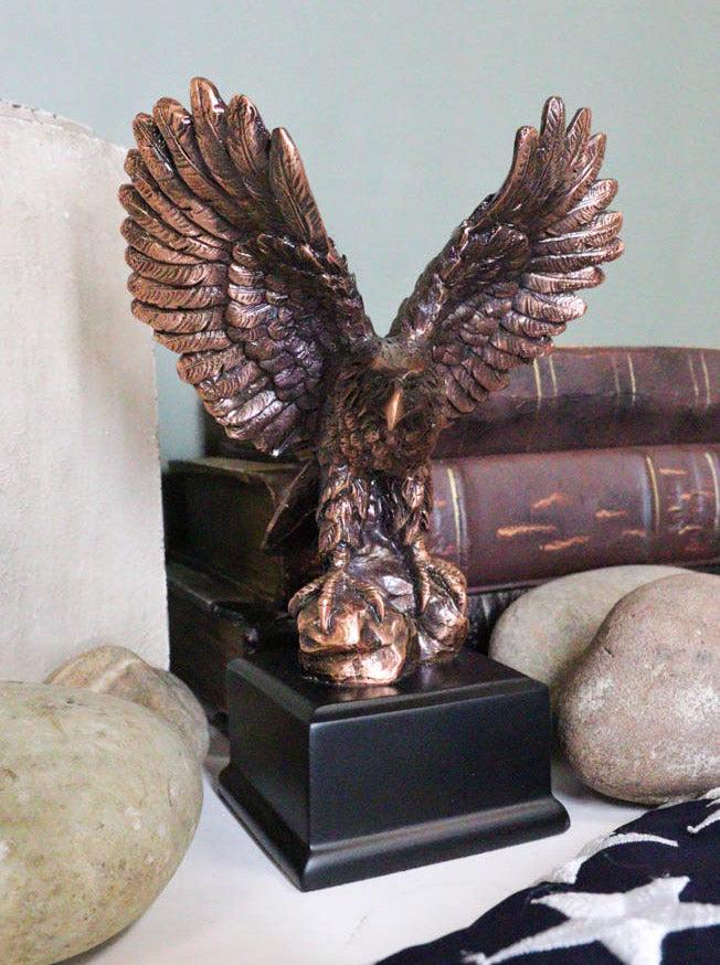 Ebros Gift Patriotic Flight Bald Eagle On Rock Stretching Out Wings Figurine With Base
