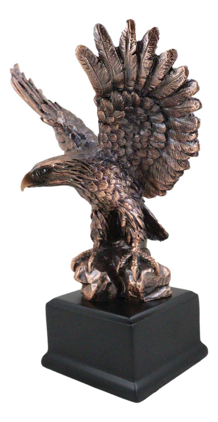 Ebros Gift Patriotic Flight Bald Eagle On Rock Stretching Out Wings Figurine With Base
