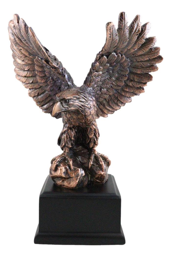 Ebros Gift Patriotic Flight Bald Eagle On Rock Stretching Out Wings Figurine With Base