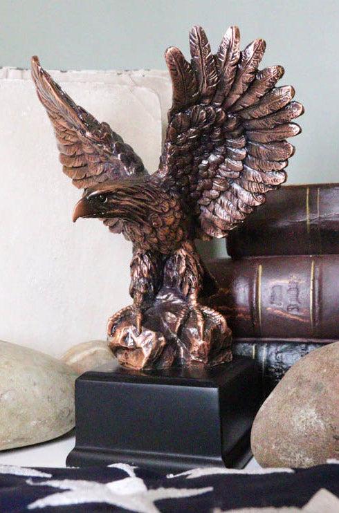 ebros gift Patriotic Flight Bald Eagle On Rock Stretching Out Wings Figurine With Base