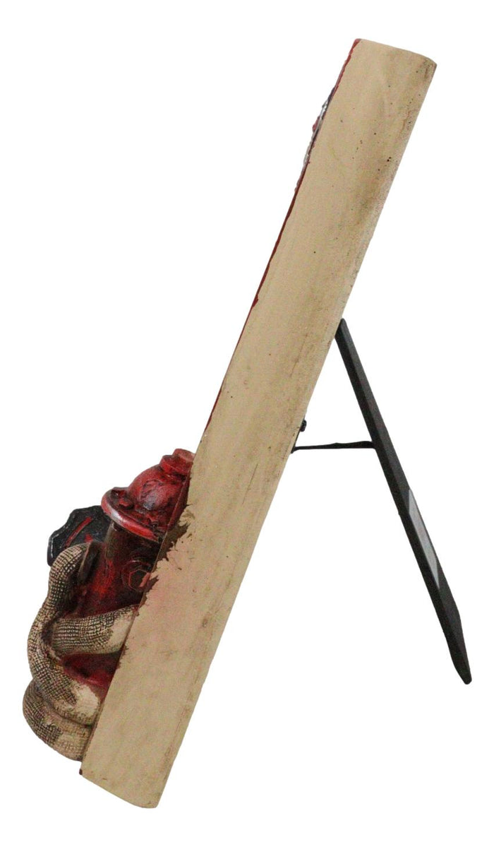 Ebros Gift Patriotic Maltese Cross Fireman Helmet Hose Fire Hydrant USA Flag Picture Frame