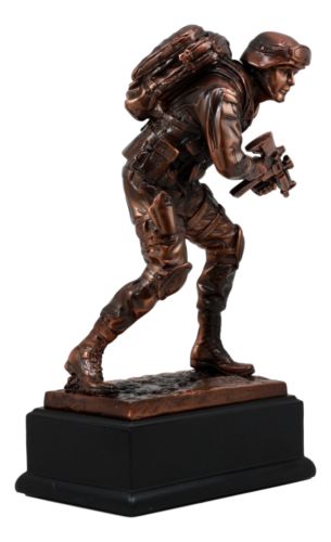 Ebros Gift Patriotic Marine Cadet Statue With Base 10"H Ground Combat Rifle Special Force