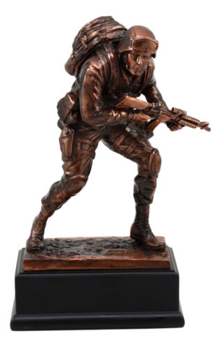 ebros gift Patriotic Marine Cadet Statue With Base 10"H Ground Combat Rifle Special Force