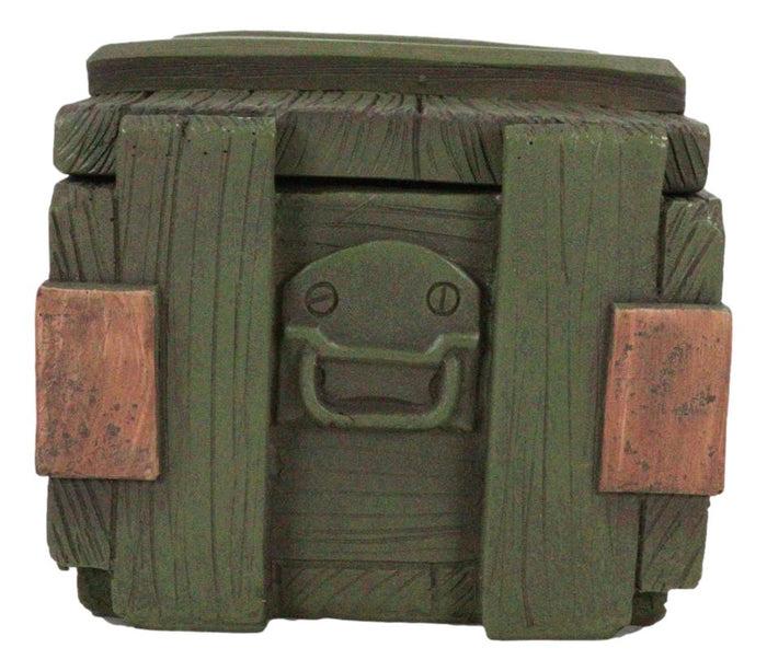 Ebros Gift Patriotic Military Style Ammo Crate Utility Faux Wood Decorative Box Figurine