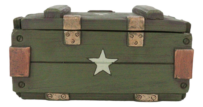 Ebros Gift Patriotic Military Style Ammo Crate Utility Faux Wood Decorative Box Figurine