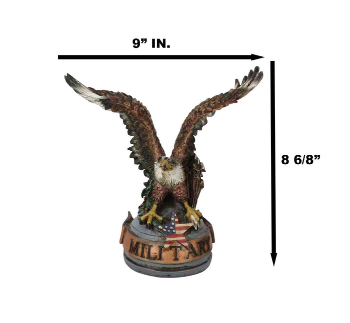 Ebros Gift Patriotic Open Wings Bald Eagle On USA Star Spangled Banner Millitary Figurine