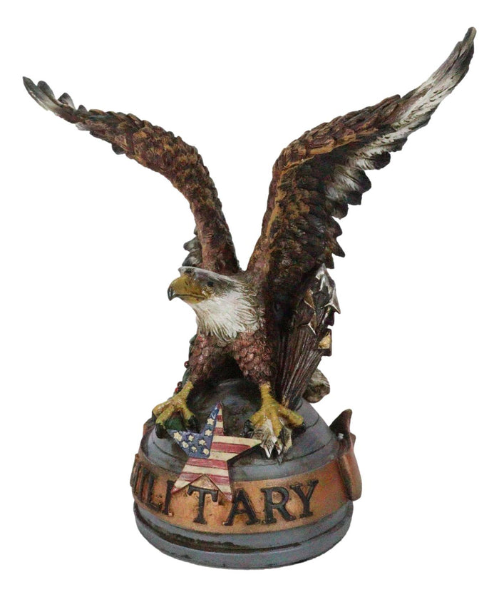 Ebros Gift Patriotic Open Wings Bald Eagle On USA Star Spangled Banner Millitary Figurine