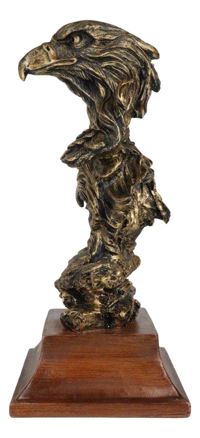Ebros Gift Patriotic Rustic American Bald Eagles Head Bust Figurine With Faux Wood Stand