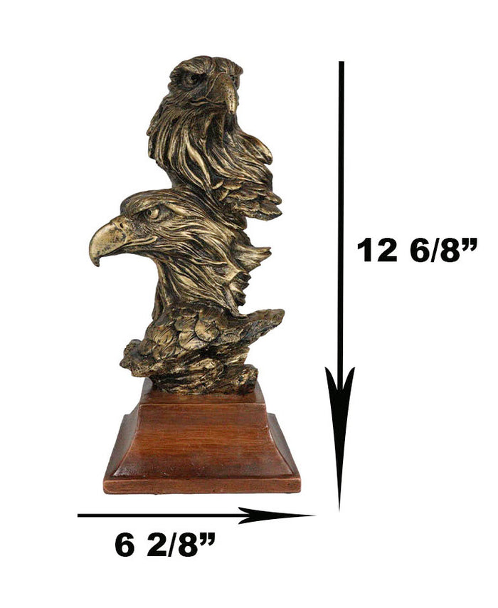Ebros Gift Patriotic Rustic American Bald Eagles Head Bust Figurine With Faux Wood Stand