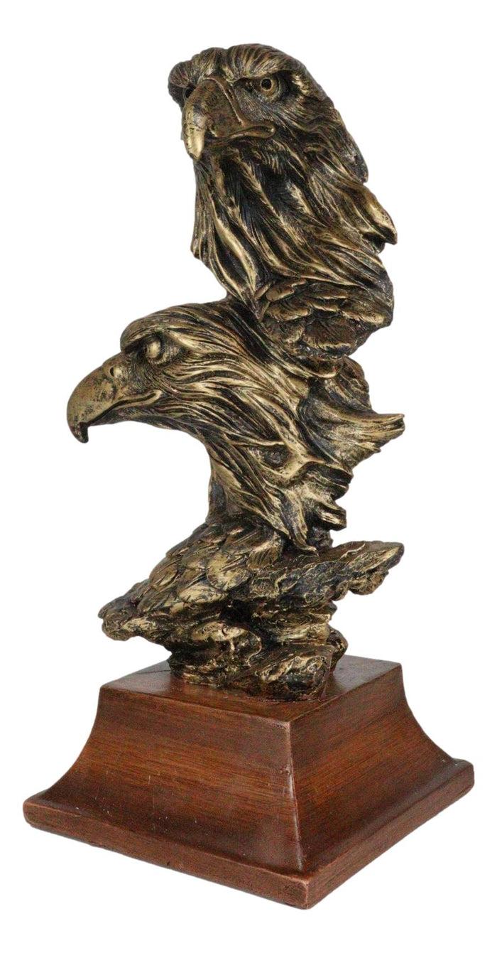 Ebros Gift Patriotic Rustic American Bald Eagles Head Bust Figurine With Faux Wood Stand