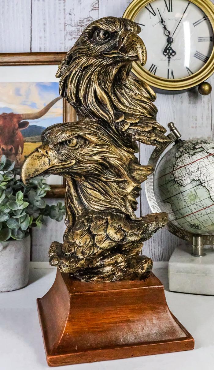 ebros gift Patriotic Rustic American Bald Eagles Head Bust Figurine With Faux Wood Stand