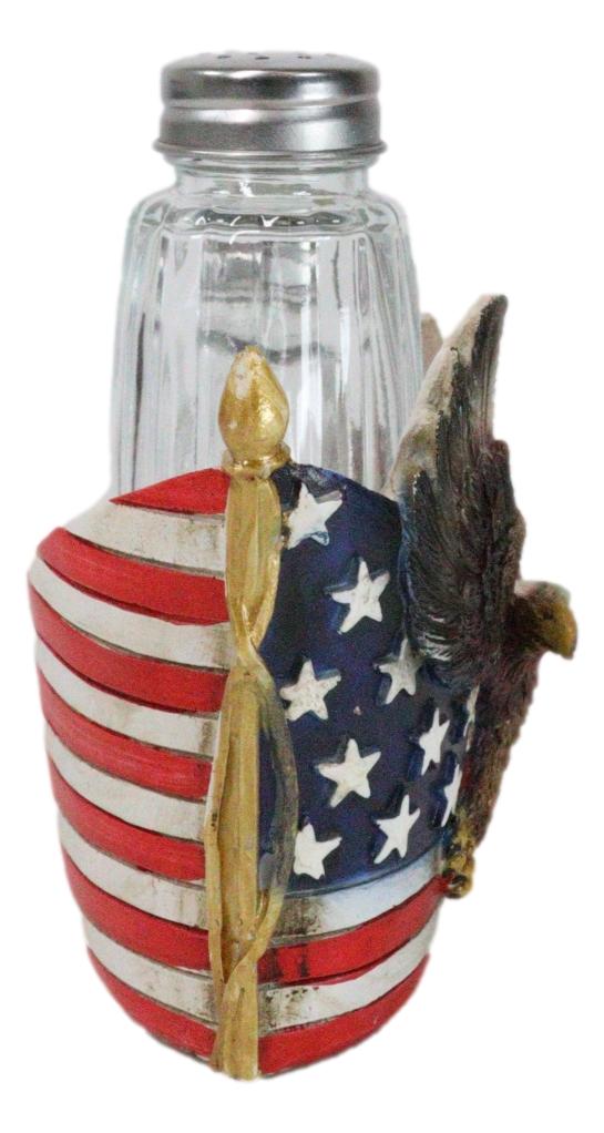 Ebros Gift Patriotic Star Spangled Banner US Flag Bald Eagle Salt And Pepper Shakers Holder
